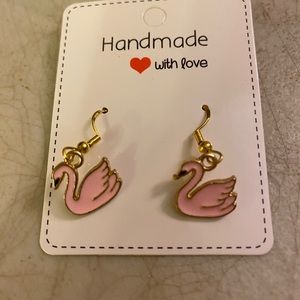 Pink swan Earrings